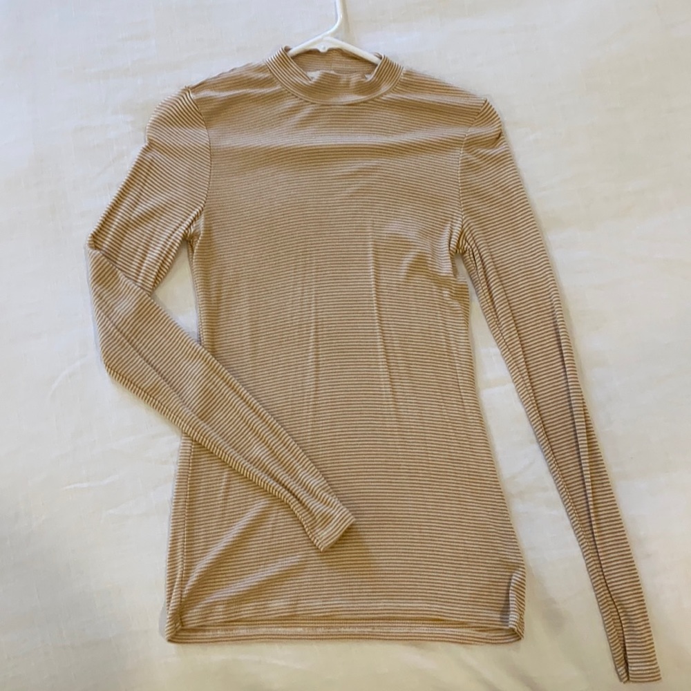 Anthropologie mock neck striped tee